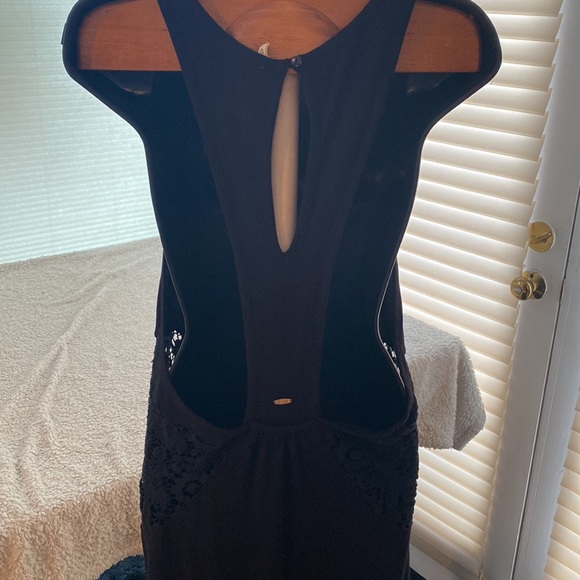 Rip Curl maxi dress black with side waist crochet cut outs L - Picture 5 of 12